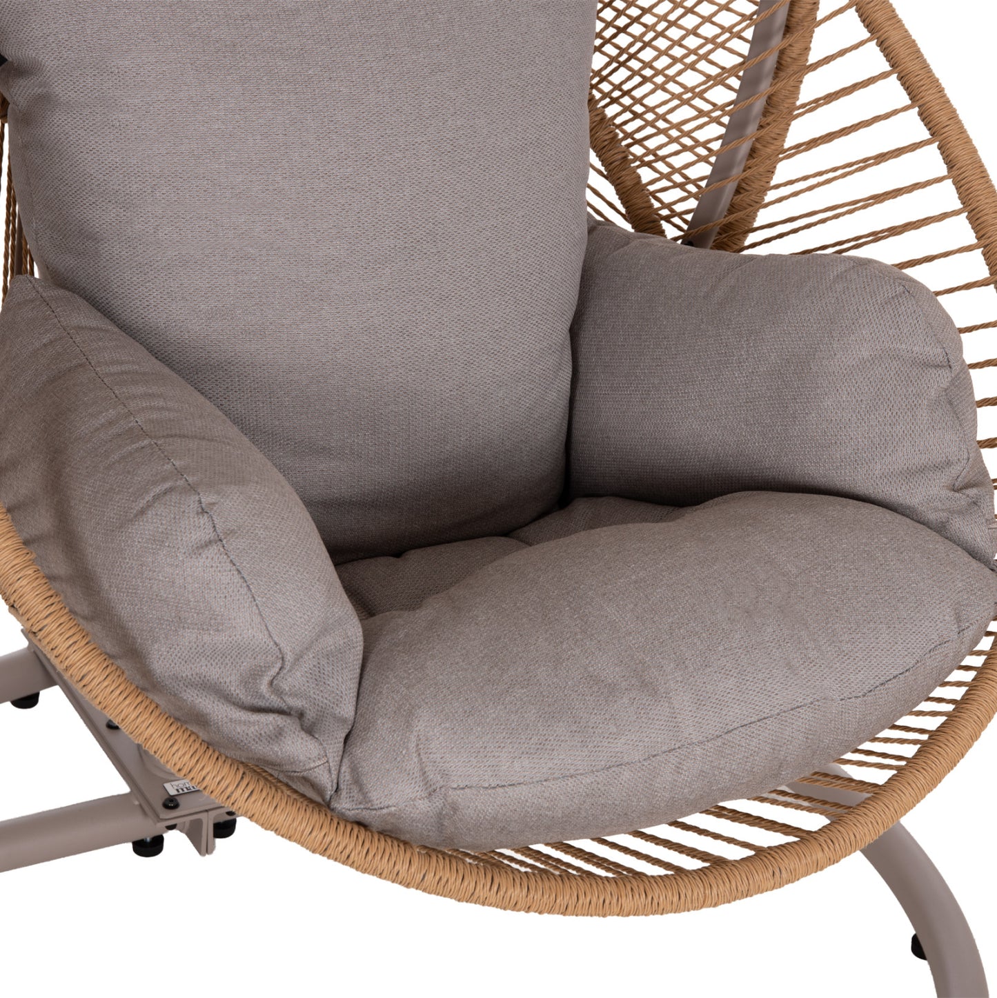 HANGING NEST RULER HM6083.02 METAL IN CAPPUCCINO-SYNTH.RATTAN IN NATURAL-GREY CUSHIONS 120x110x190Hcm.