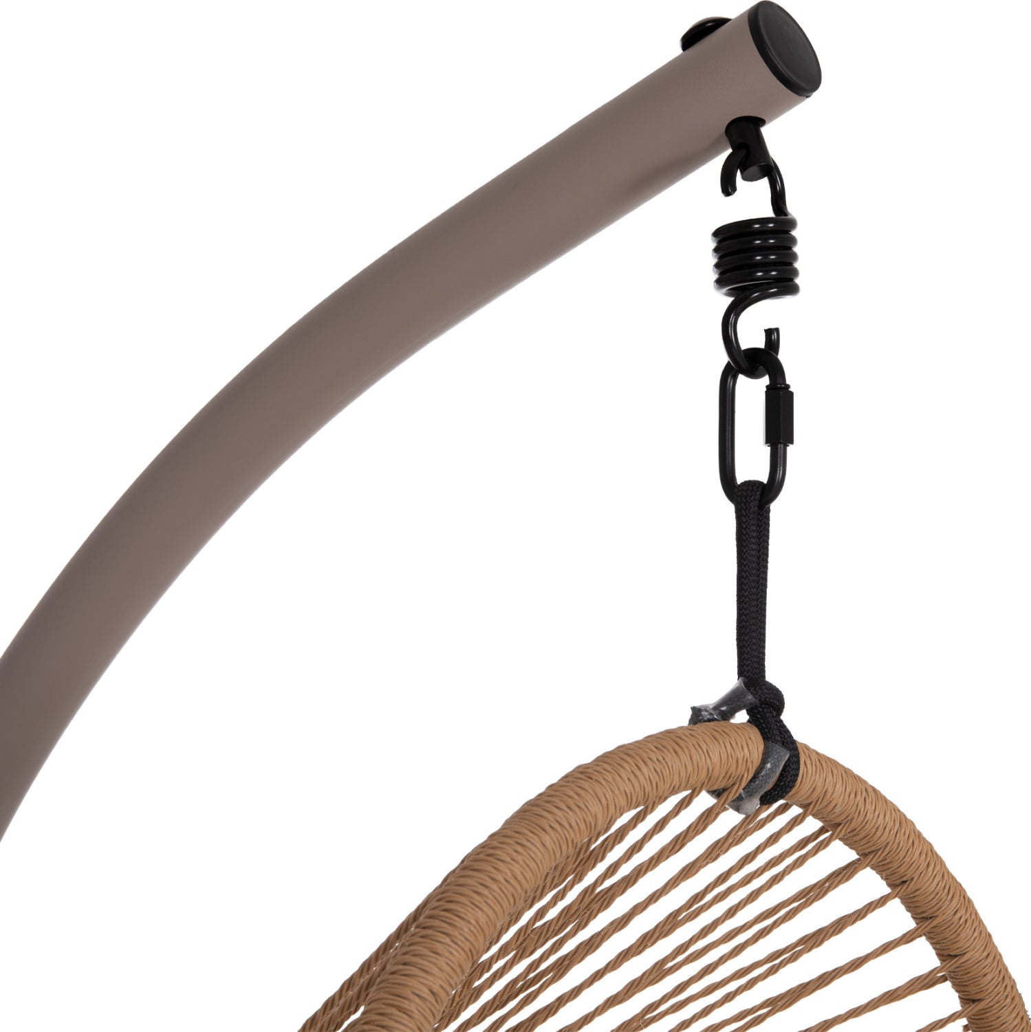 HANGING NEST RULER HM6083.02 METAL IN CAPPUCCINO-SYNTH.RATTAN IN NATURAL-GREY CUSHIONS 120x110x190Hcm.