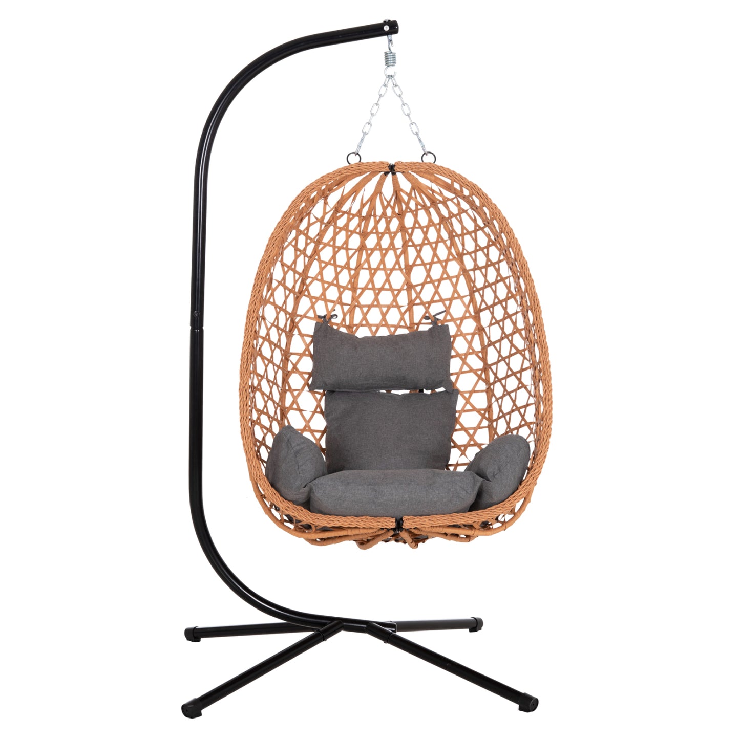 HANGING NEST NESTA HM6468.05 BLACK METAL (STEEL)--BROWN P.E.RATTAN 100x100x190Hcm.