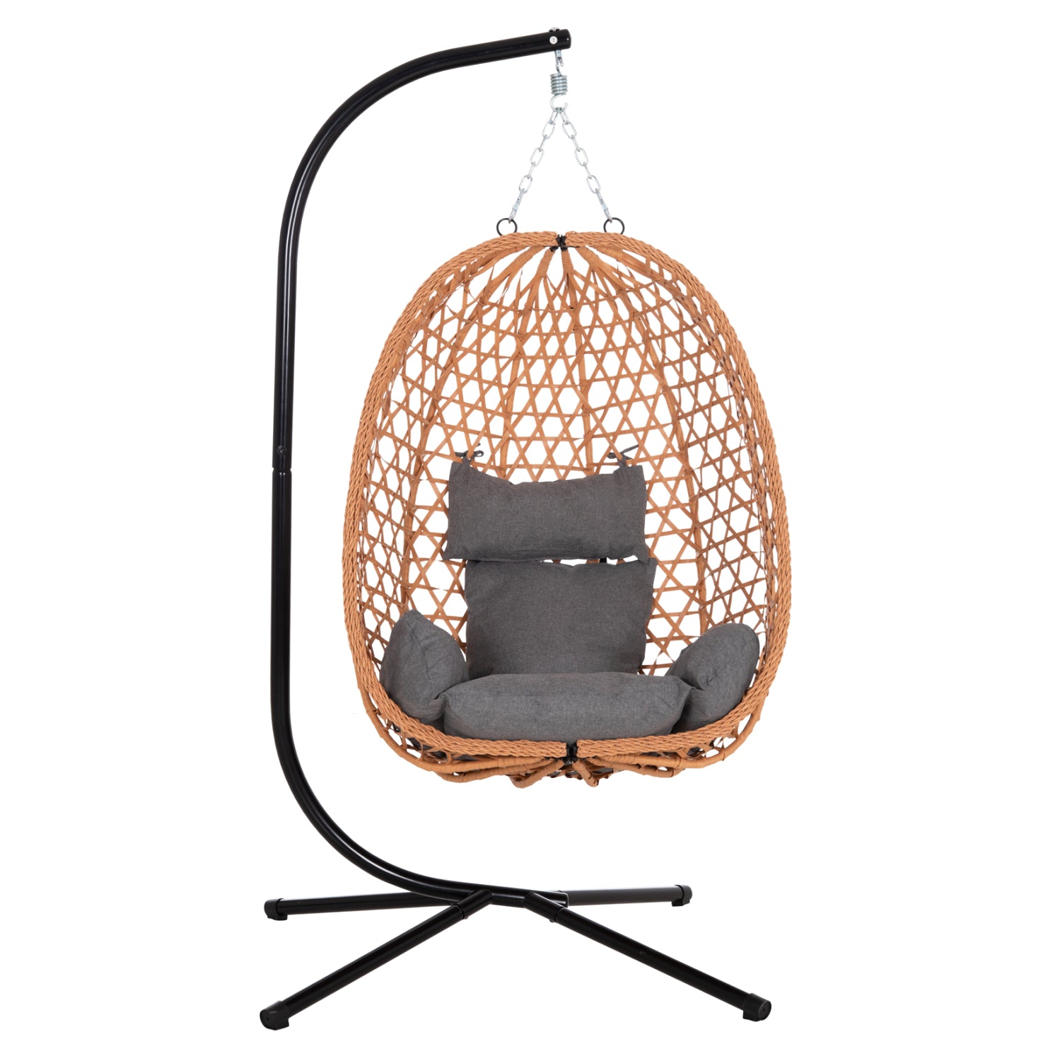 HANGING NEST NESTA HM6468.05 BLACK METAL (STEEL)--BROWN P.E.RATTAN 100x100x190Hcm.