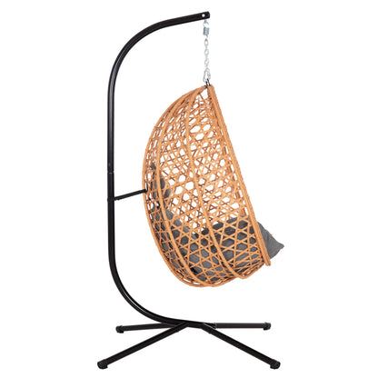 HANGING NEST NESTA HM6468.05 BLACK METAL (STEEL)--BROWN P.E.RATTAN 100x100x190Hcm.