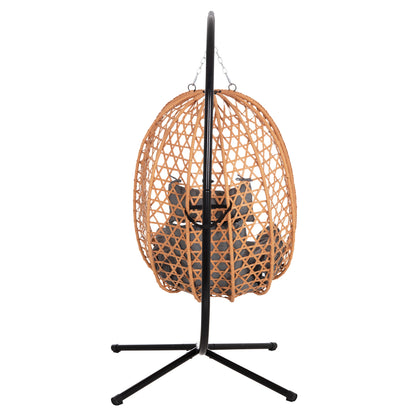 HANGING NEST NESTA HM6468.05 BLACK METAL (STEEL)--BROWN P.E.RATTAN 100x100x190Hcm.