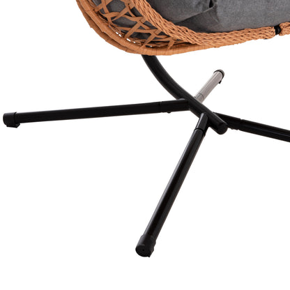 HANGING NEST NESTA HM6468.05 BLACK METAL (STEEL)--BROWN P.E.RATTAN 100x100x190Hcm.