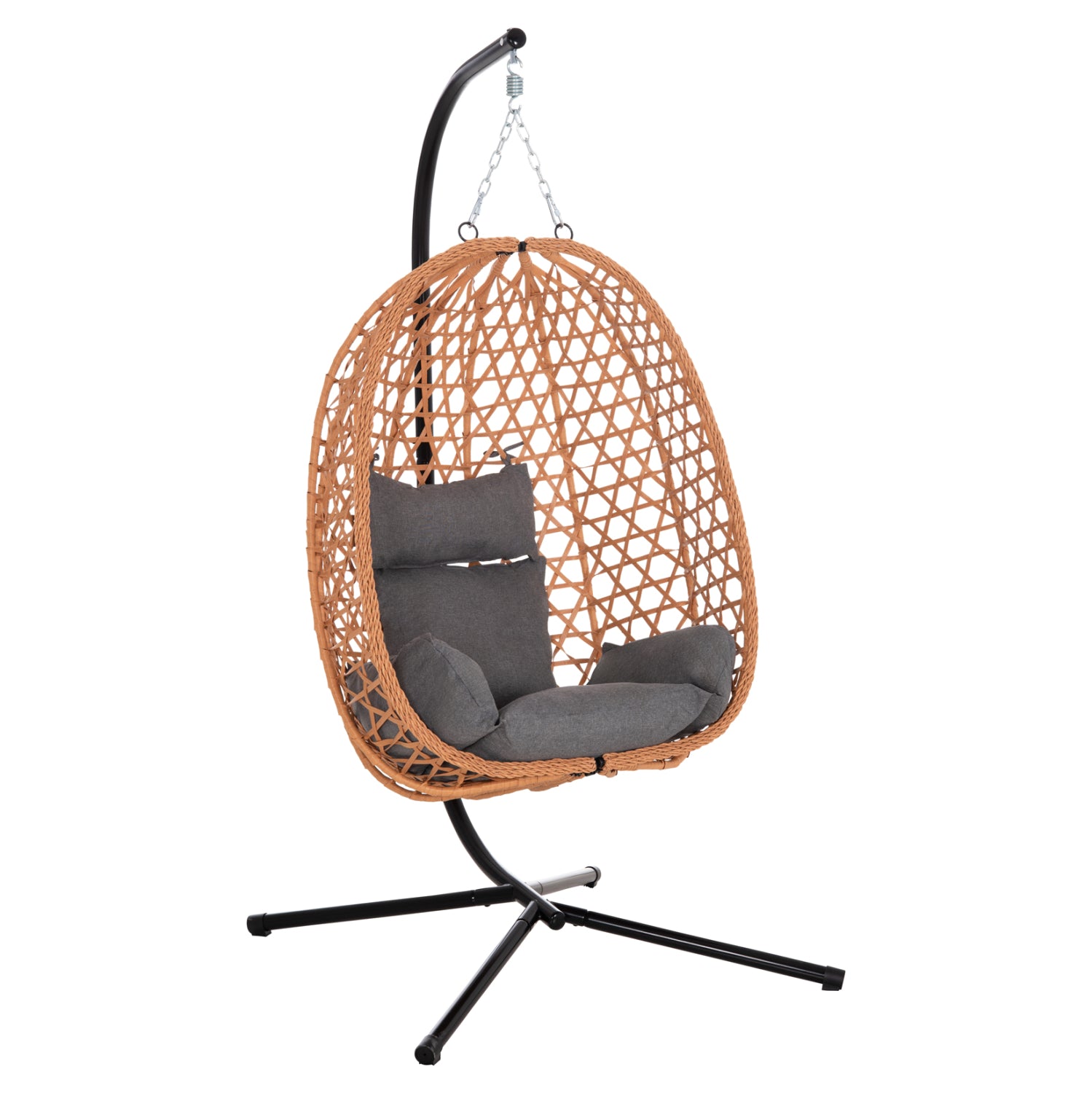 HANGING NEST NESTA HM6468.05 BLACK METAL (STEEL)--BROWN P.E.RATTAN 100x100x190Hcm.