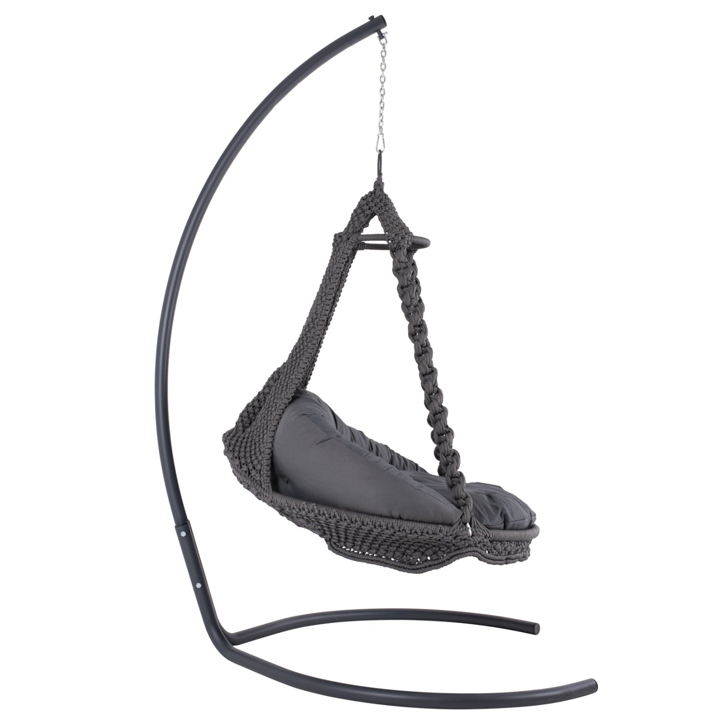 HANGING NEST AUGUST HM5922.10 MACRAME ROPE AND STEEL IN ANTHRACITE COLOR 123x113x145Hcm.