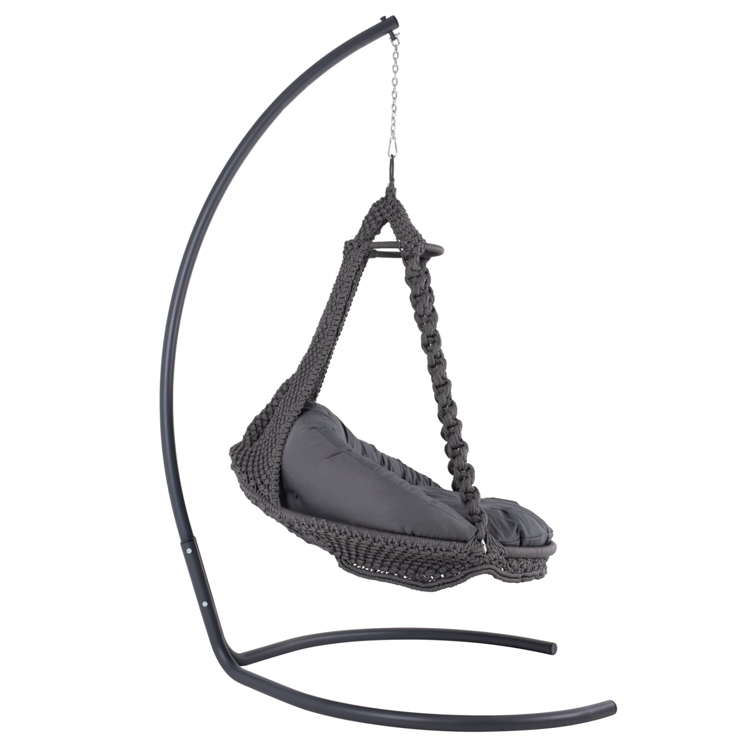 HANGING NEST AUGUST HM5922.10 MACRAME ROPE AND STEEL IN ANTHRACITE COLOR 123x113x145Hcm.