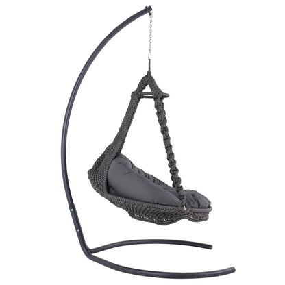 HANGING NEST AUGUST HM5922.10 MACRAME ROPE AND STEEL IN ANTHRACITE COLOR 123x113x145Hcm.