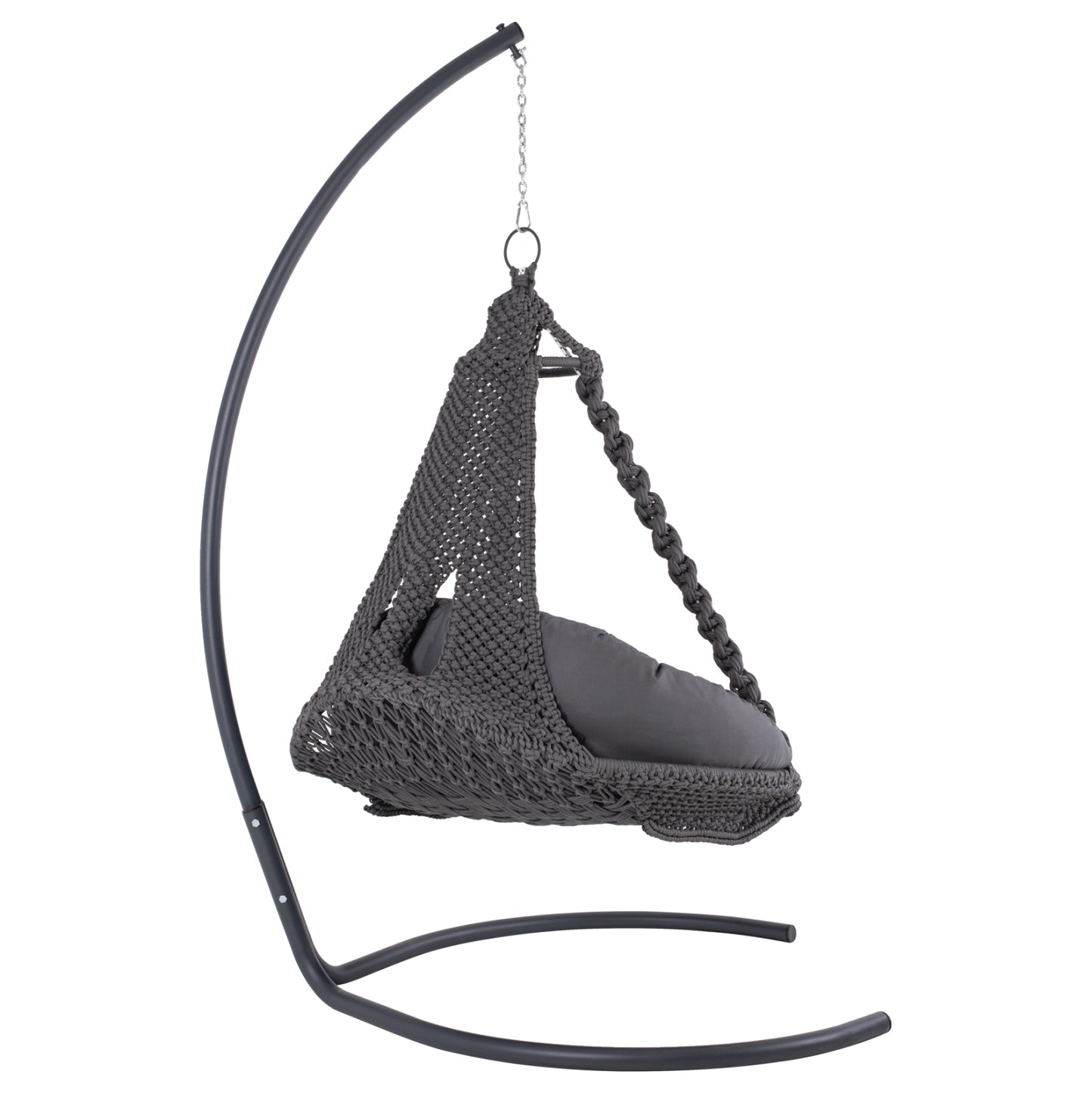 HANGING NEST AUGUST HM5922.10 MACRAME ROPE AND STEEL IN ANTHRACITE COLOR 123x113x145Hcm.