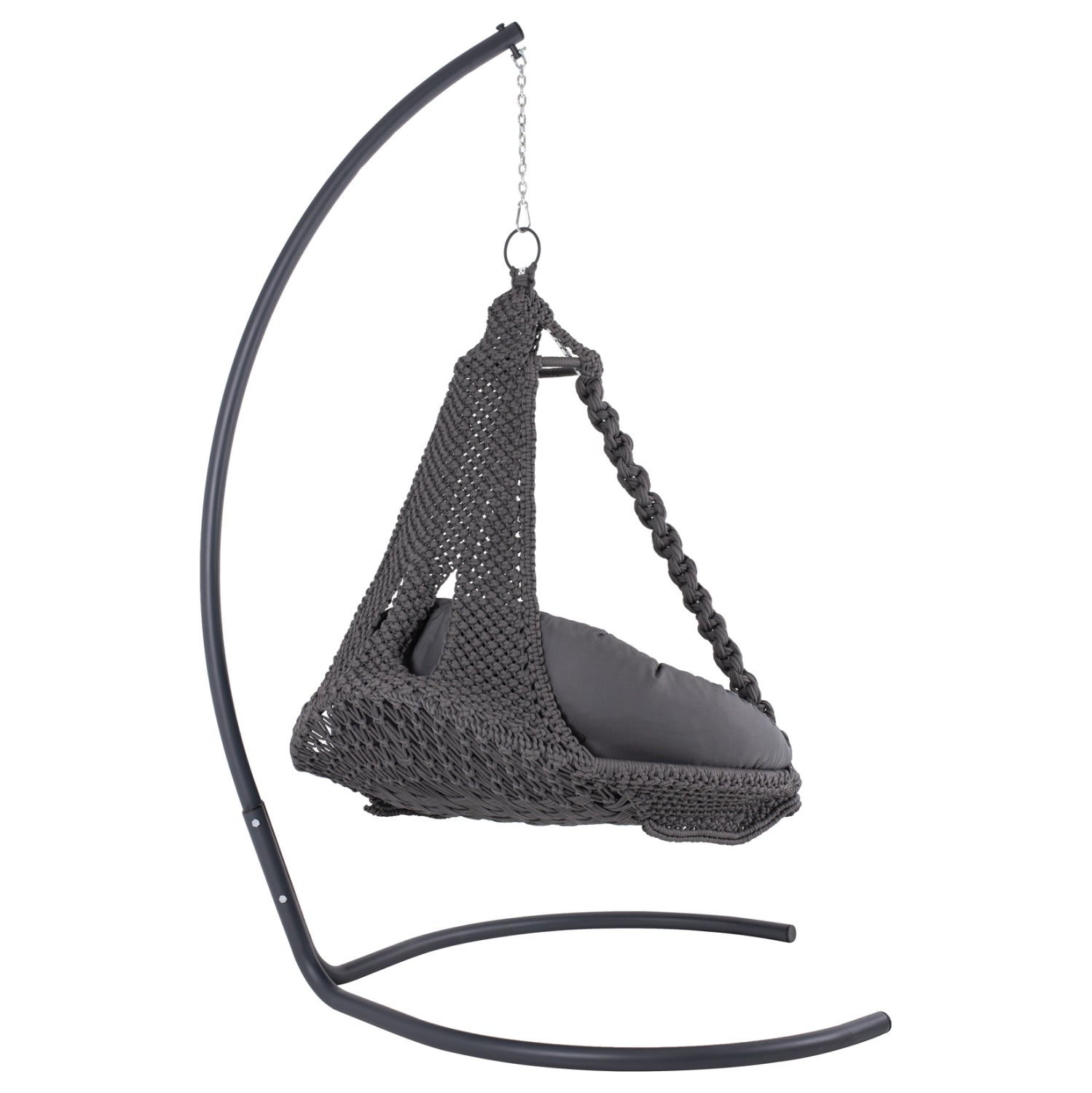 HANGING NEST AUGUST HM5922.10 MACRAME ROPE AND STEEL IN ANTHRACITE COLOR 123x113x145Hcm.