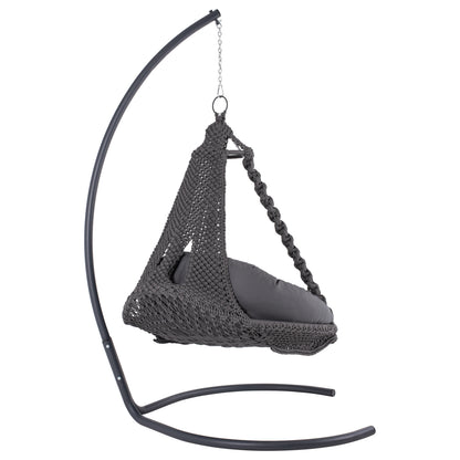 HANGING NEST AUGUST HM5922.10 MACRAME ROPE AND STEEL IN ANTHRACITE COLOR 123x113x145Hcm.