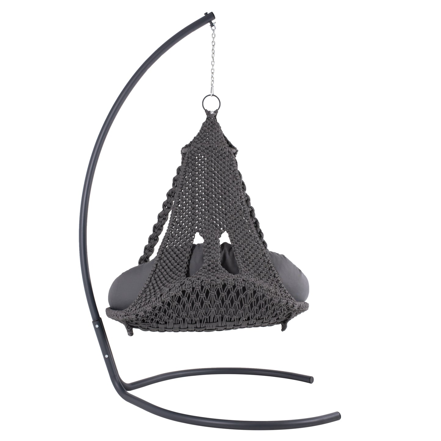 HANGING NEST AUGUST HM5922.10 MACRAME ROPE AND STEEL IN ANTHRACITE COLOR 123x113x145Hcm.