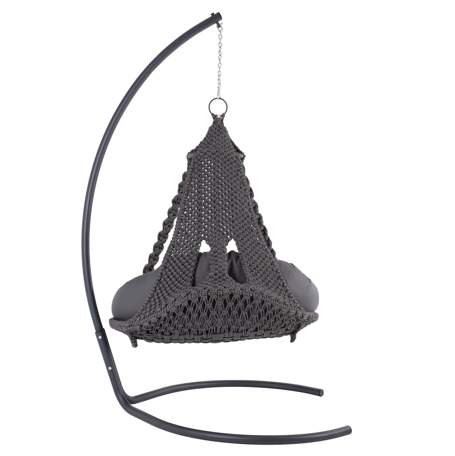 HANGING NEST AUGUST HM5922.10 MACRAME ROPE AND STEEL IN ANTHRACITE COLOR 123x113x145Hcm.