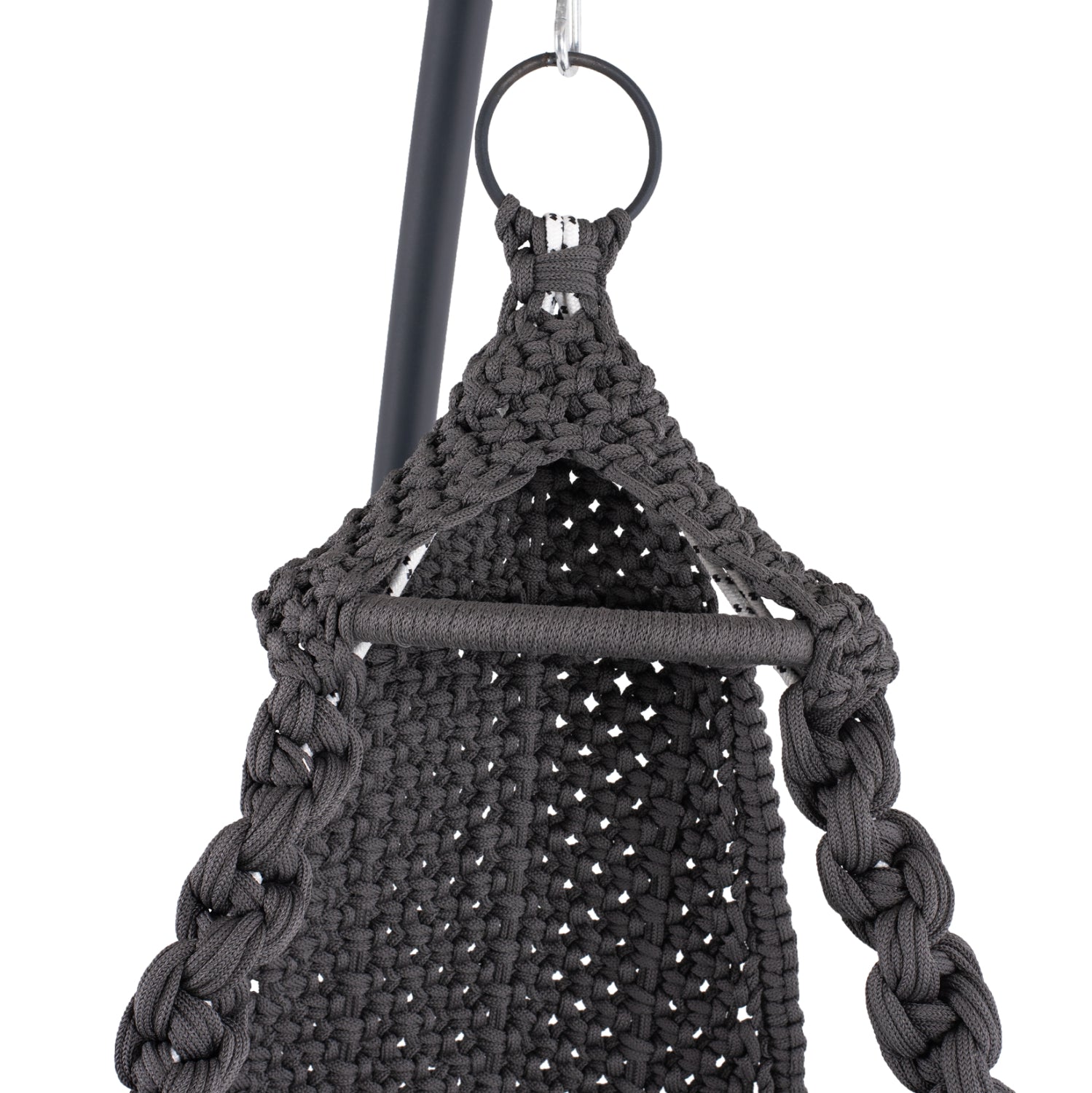 HANGING NEST AUGUST HM5922.10 MACRAME ROPE AND STEEL IN ANTHRACITE COLOR 123x113x145Hcm.