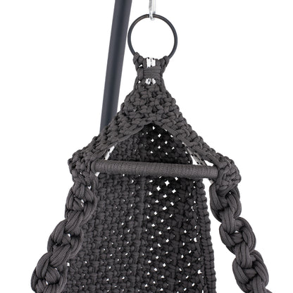 HANGING NEST AUGUST HM5922.10 MACRAME ROPE AND STEEL IN ANTHRACITE COLOR 123x113x145Hcm.
