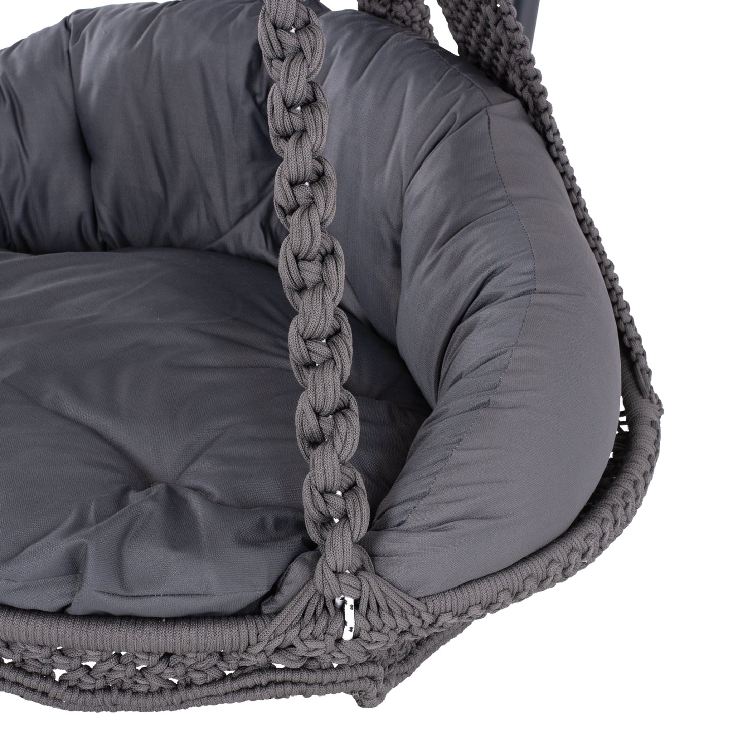 HANGING NEST AUGUST HM5922.10 MACRAME ROPE AND STEEL IN ANTHRACITE COLOR 123x113x145Hcm.