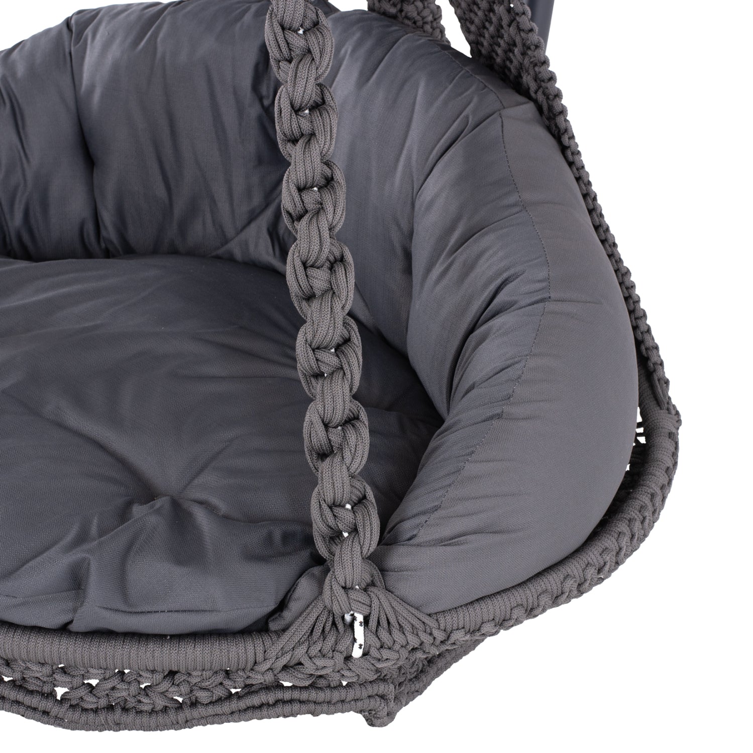 HANGING NEST AUGUST HM5922.10 MACRAME ROPE AND STEEL IN ANTHRACITE COLOR 123x113x145Hcm.