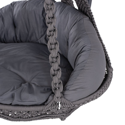 HANGING NEST AUGUST HM5922.10 MACRAME ROPE AND STEEL IN ANTHRACITE COLOR 123x113x145Hcm.