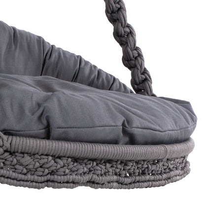 HANGING NEST AUGUST HM5922.10 MACRAME ROPE AND STEEL IN ANTHRACITE COLOR 123x113x145Hcm.