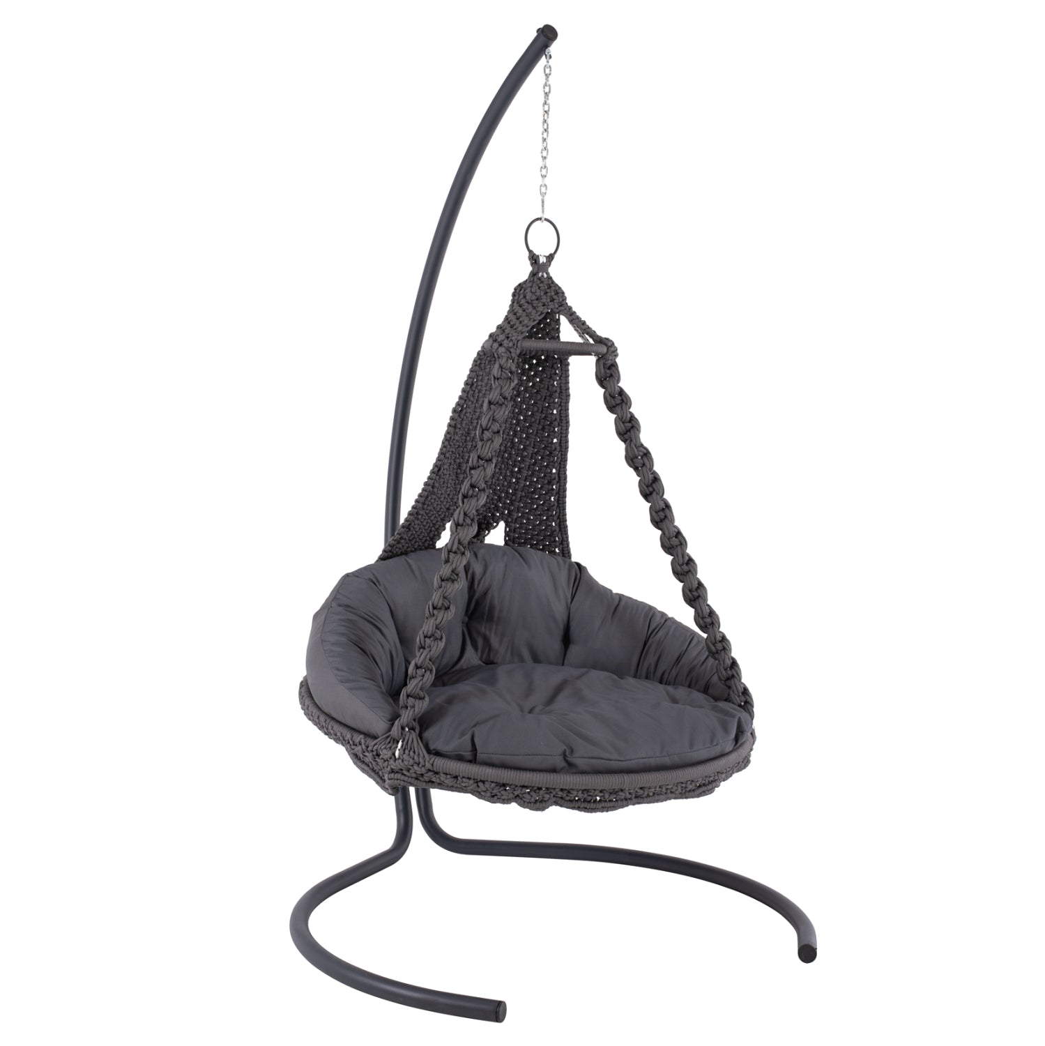 HANGING NEST AUGUST HM5922.10 MACRAME ROPE AND STEEL IN ANTHRACITE COLOR 123x113x145Hcm.