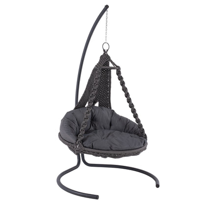 HANGING NEST AUGUST HM5922.10 MACRAME ROPE AND STEEL IN ANTHRACITE COLOR 123x113x145Hcm.