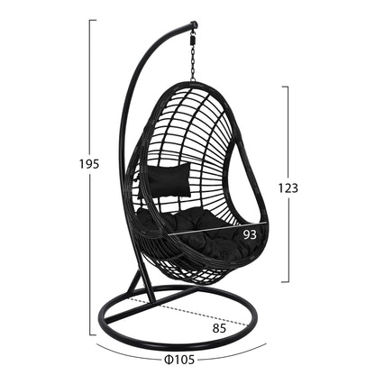 Hanging Armchair Nest HM5541.02 with black wicker & Pillows Diameter105x195cm