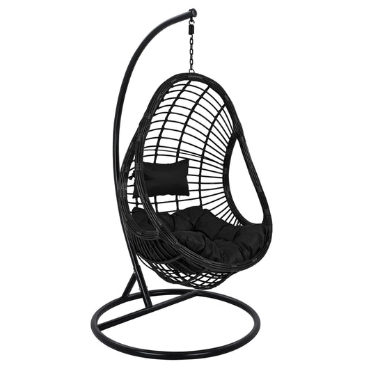Hanging Armchair Nest HM5541.02 with black wicker & Pillows Diameter105x195cm