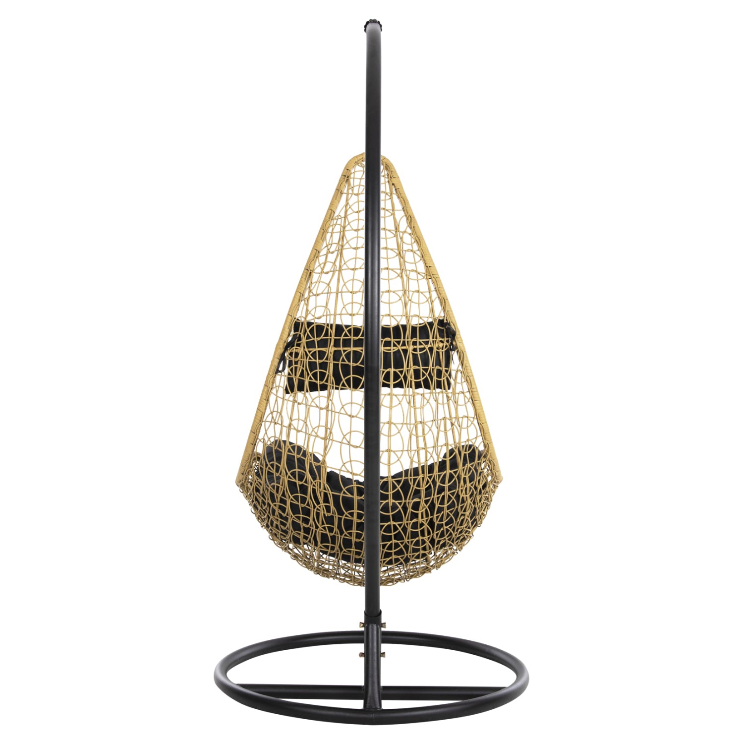 HANGING NEST MILLIE HM5996.04 METAL BLACK-SYNTHETIC RATTAN IN BEIGE Φ95x195Hcm.