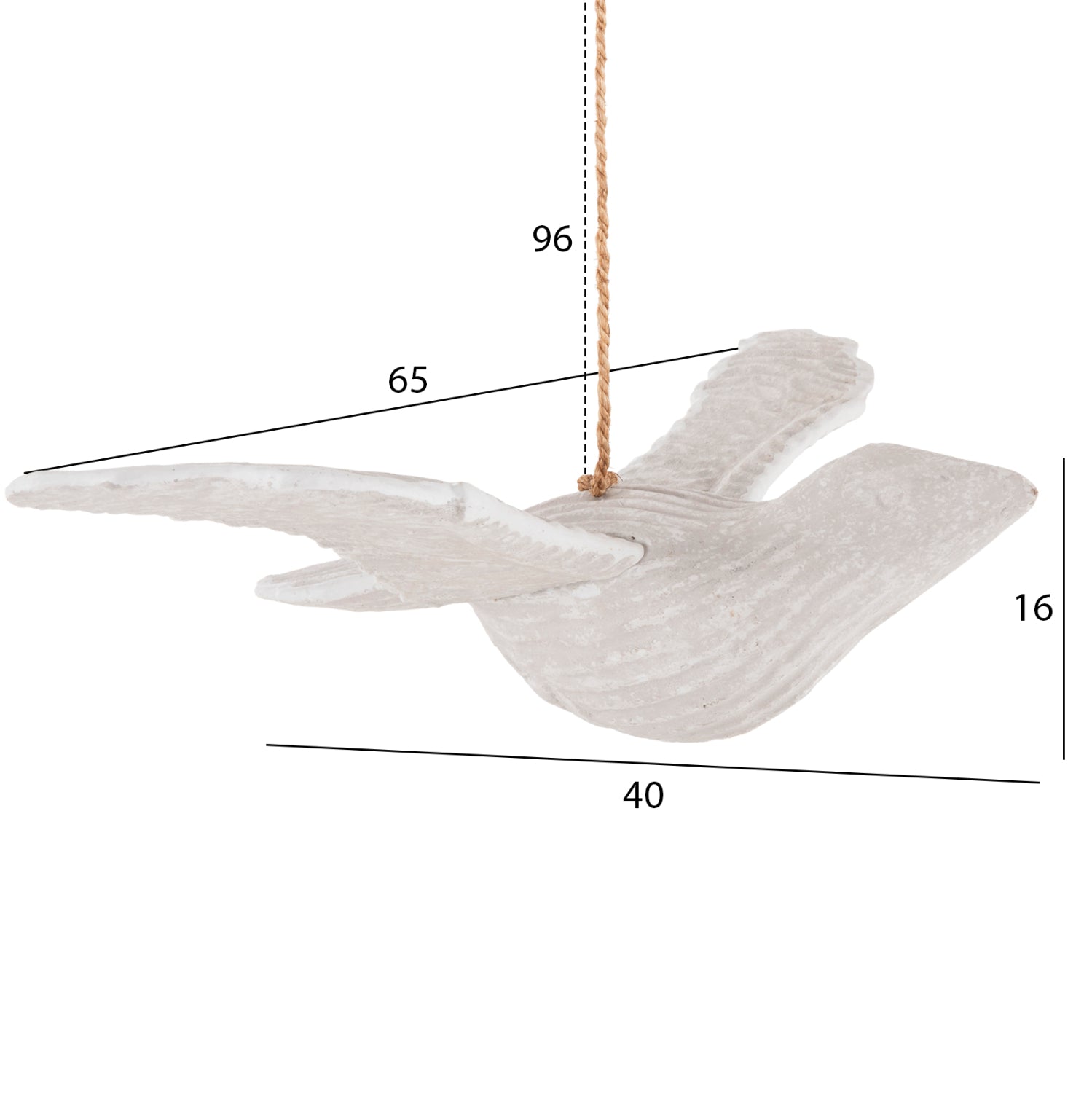 PENDANT DECORATION SEAGULL HM4301 ALBASIA WOOD IN WHITEWASH 65x40x16-96H cm.