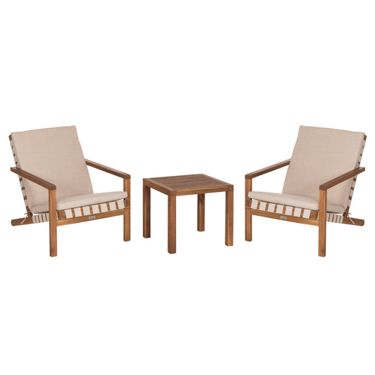 OUTDOOR LOUNGE SET 3PCS DAME HM10982 ACACIA WOOD--STRAP ROPE & CUSHIONS IN BEIGE