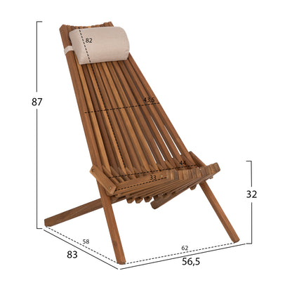 OUTDOOR LOUNGE SET 3PCS SHIGAN HM10993 ACACIA WOOD--HEAD CUSHION IN BEIGE