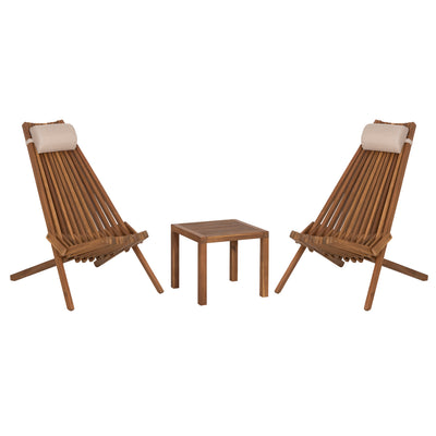 OUTDOOR LOUNGE SET 3PCS SHIGAN HM10993 ACACIA WOOD--HEAD CUSHION IN BEIGE