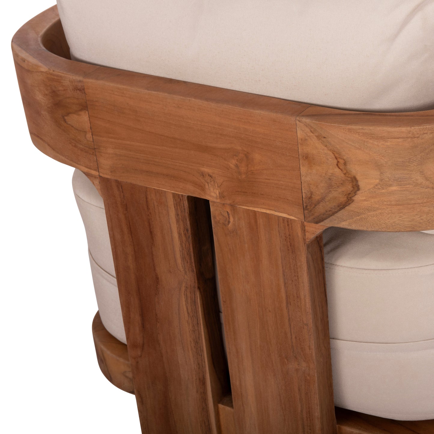 LOUNGE SET KIOTO HM10960 COFFEE TABLE & 2 LOUNGE ARMCHAIRS--TEAK WOOD-BEIGE CUSHIONS
