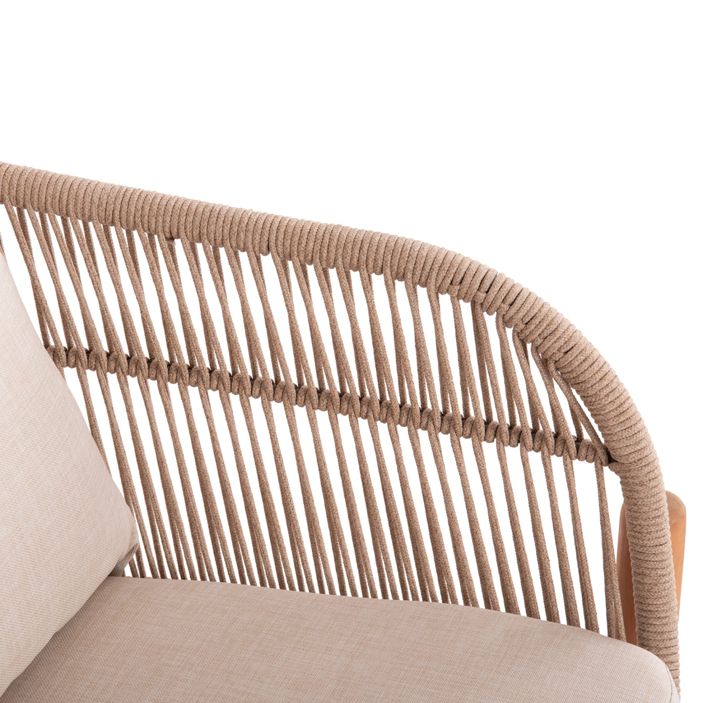 LOUNGE SET SANJI HM21214 COFFEE TABLE & 2 LOUNGE ARMCHAIRS--ACACIA WOOD-ALUMINUM FRAME-ROPE