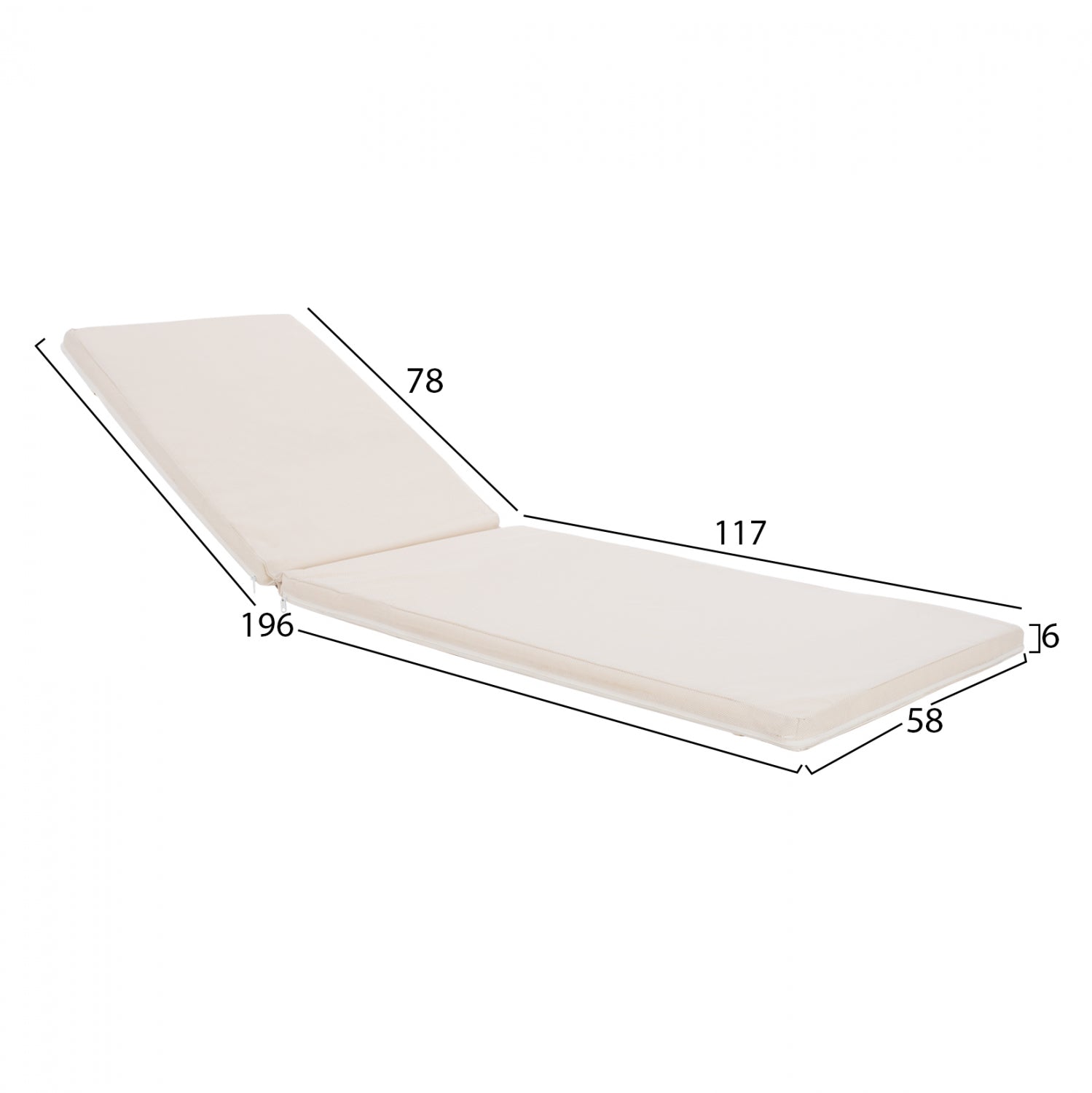 Sunbed Cushion Textline Sifnos Beige HM11234.60T 196(117+1+78)x58x5cm