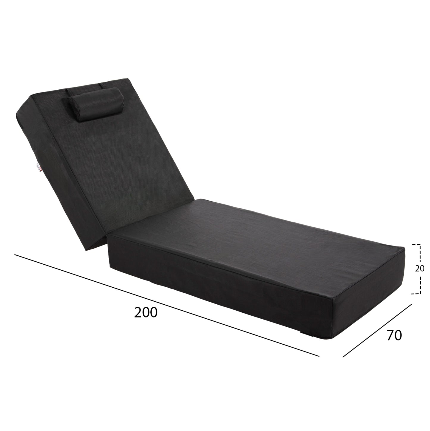 SUNBED CUSHION TEXTLINE SIFNOS BLACK HM11761.01 200(120+80)x70x20Hcm.
