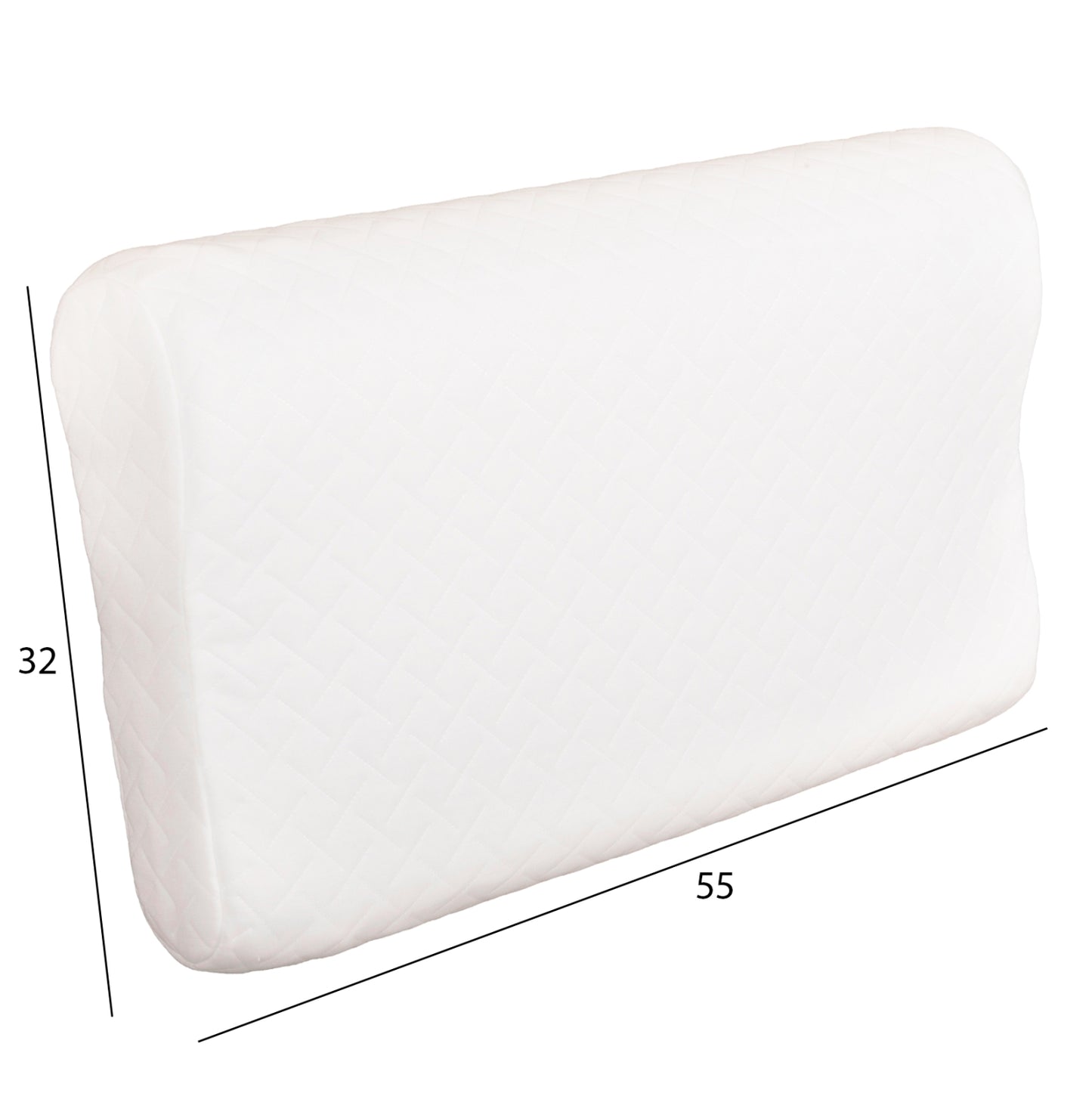 SLEEPING PILLOW BEZEL HM673 MEMORY FOAM-WHITE FABRIC 55x32Hcm.