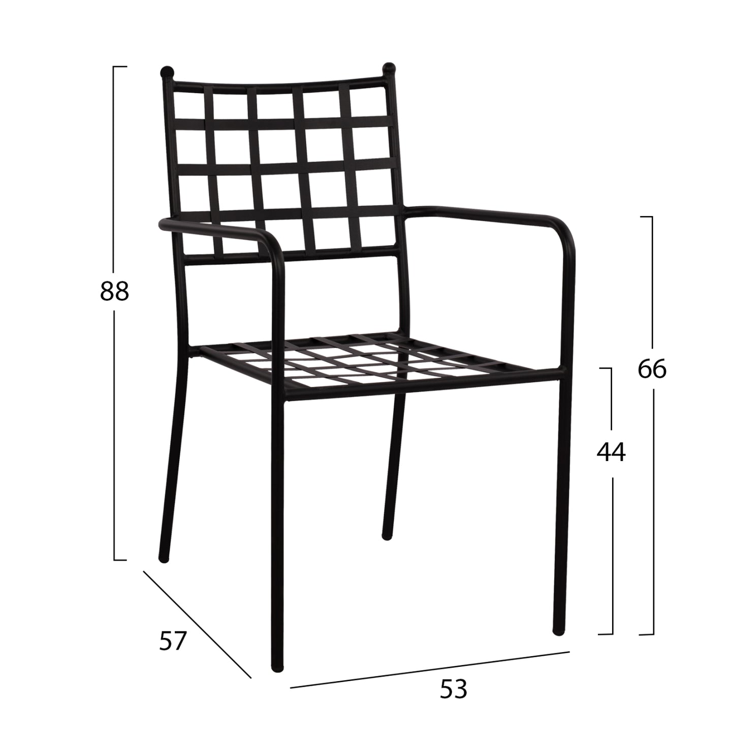 Metallic Armchair HM5508 Black color 46x58x88 cm