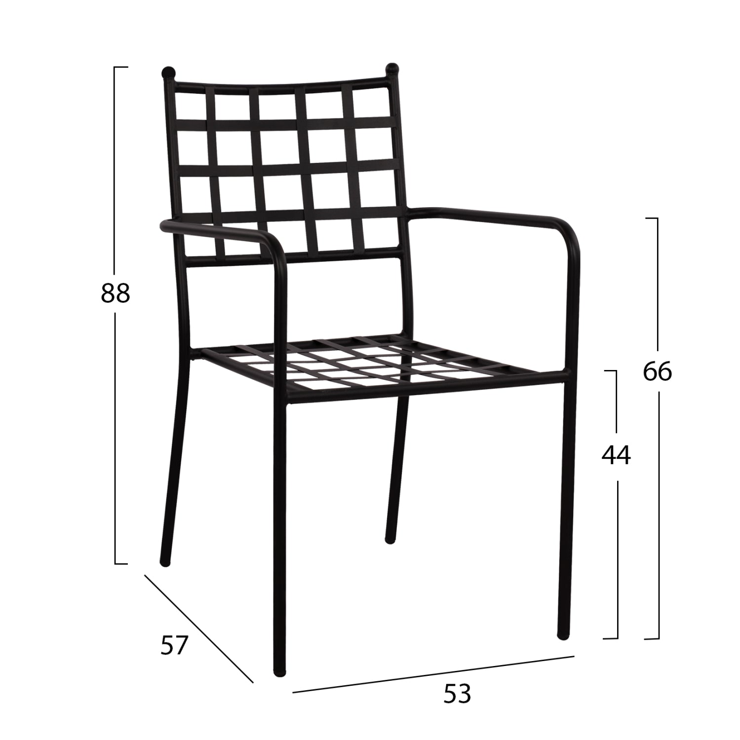 Metallic Armchair HM5508 Black color 46x58x88 cm