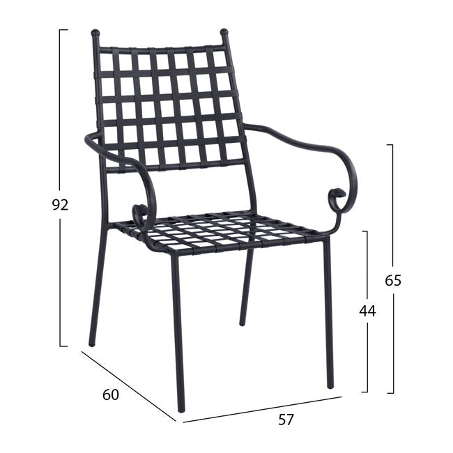 Metallic armchair KENNEDY HM5171.11 Black color 57x60x92H cm