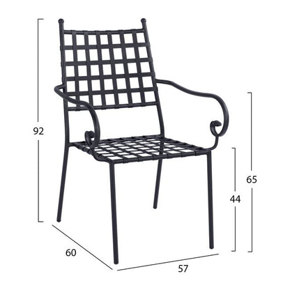 Metallic armchair KENNEDY HM5171.11 Black color 57x60x92H cm