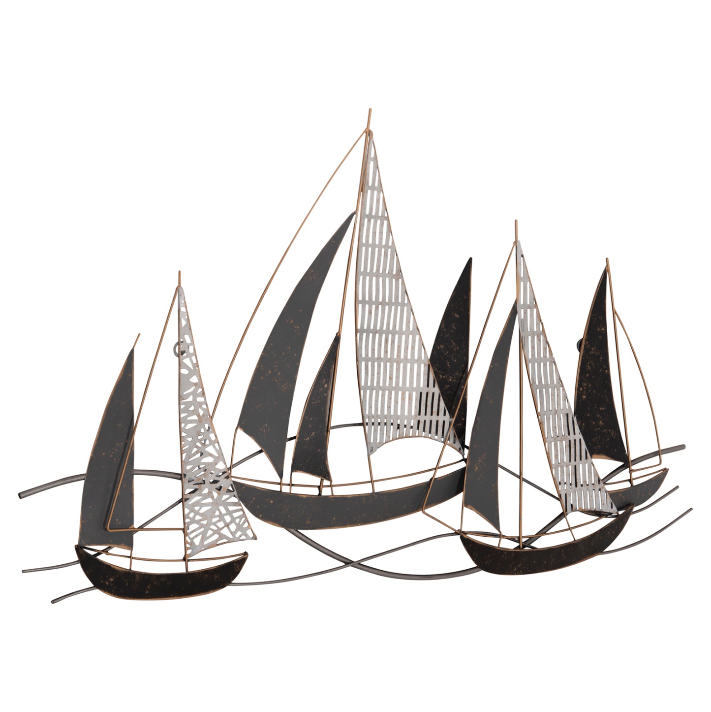 METAL WALL DECORATION HM7160 COAL WHITE GOLD 91x3x55Η cm.