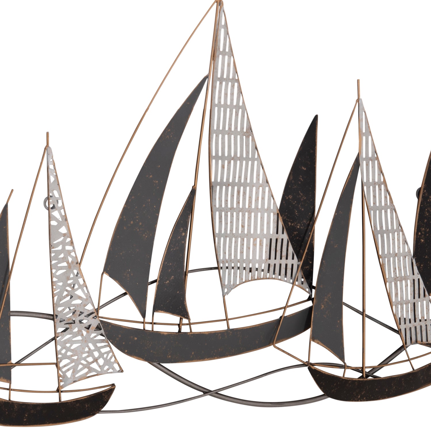 METAL WALL DECORATION HM7160 COAL WHITE GOLD 91x3x55Η cm.