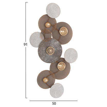 METAL WALL DECORATION HM7165 GOLD WHITE 91x6x50Y cm.