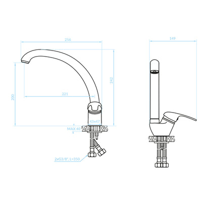 FAUCET FOR KITCHEN COUNTERTOP HM4868.02 MEDIUM HEIGHT-BEIGE--25.6x14.9x24.2Hcm.