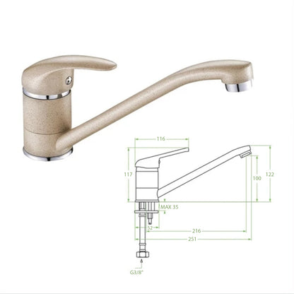 FAUCET FOR KITCHEN COUNTERTOP HM4869.02 LONG FAUCET SPOUT--BEIGE GRANITE--25.1x12.2Hcm