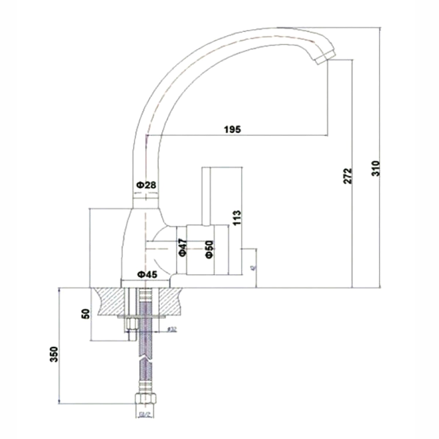 TALL FAUCET FOR KITCHEN COUNTERTOP PYRAMIS MAIDTEC MELODIA 090904301-- ΗΜ4871