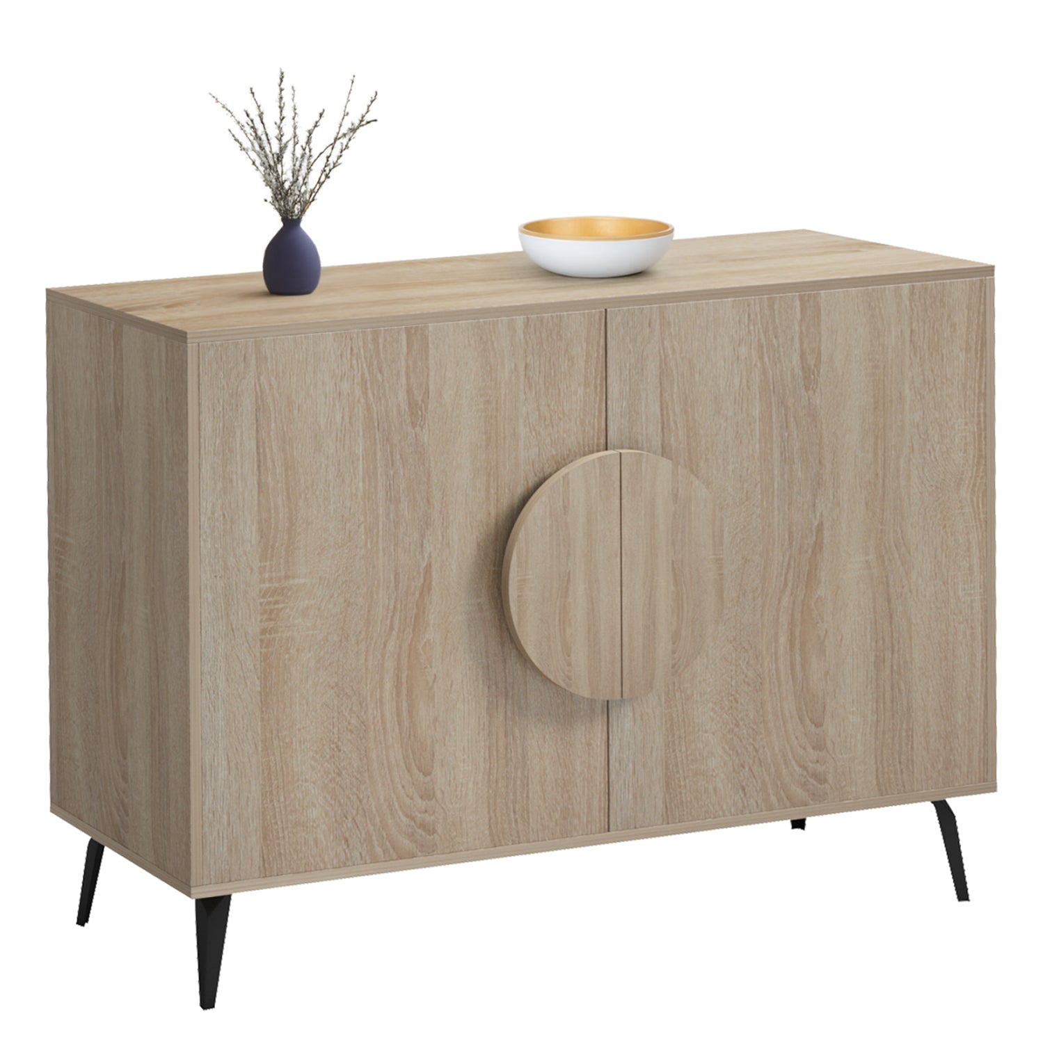 SIDEBOARD SAVORE HM18367.01 MELAMINE IN SONAMA-BLACK METAL LEGS 110x35.5x82Hcm.