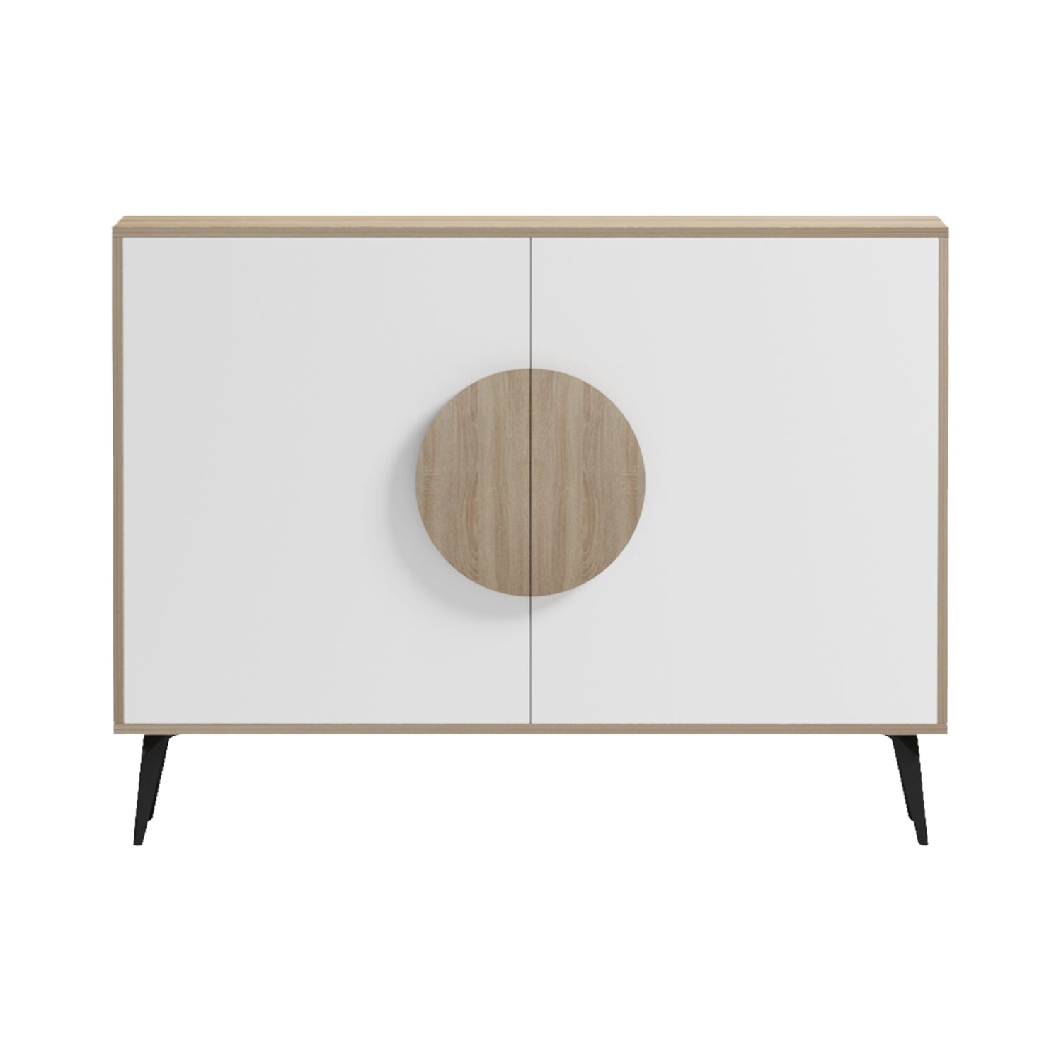 SIDEBOARD SAVORE HM18367.11 MELAMINE IN SONAMA/WHITE--BLACK METAL LEGS 110x35.5x82Hcm.