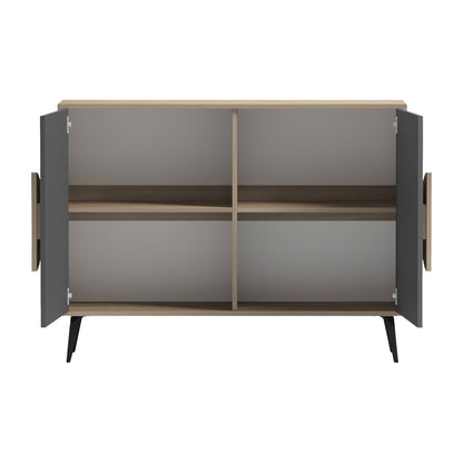 SIDEBOARD SAVORE HM18367.13 MELAMINE IN SONAMA/GREY--BLACK METAL LEGS 110x35.5x82Hcm.