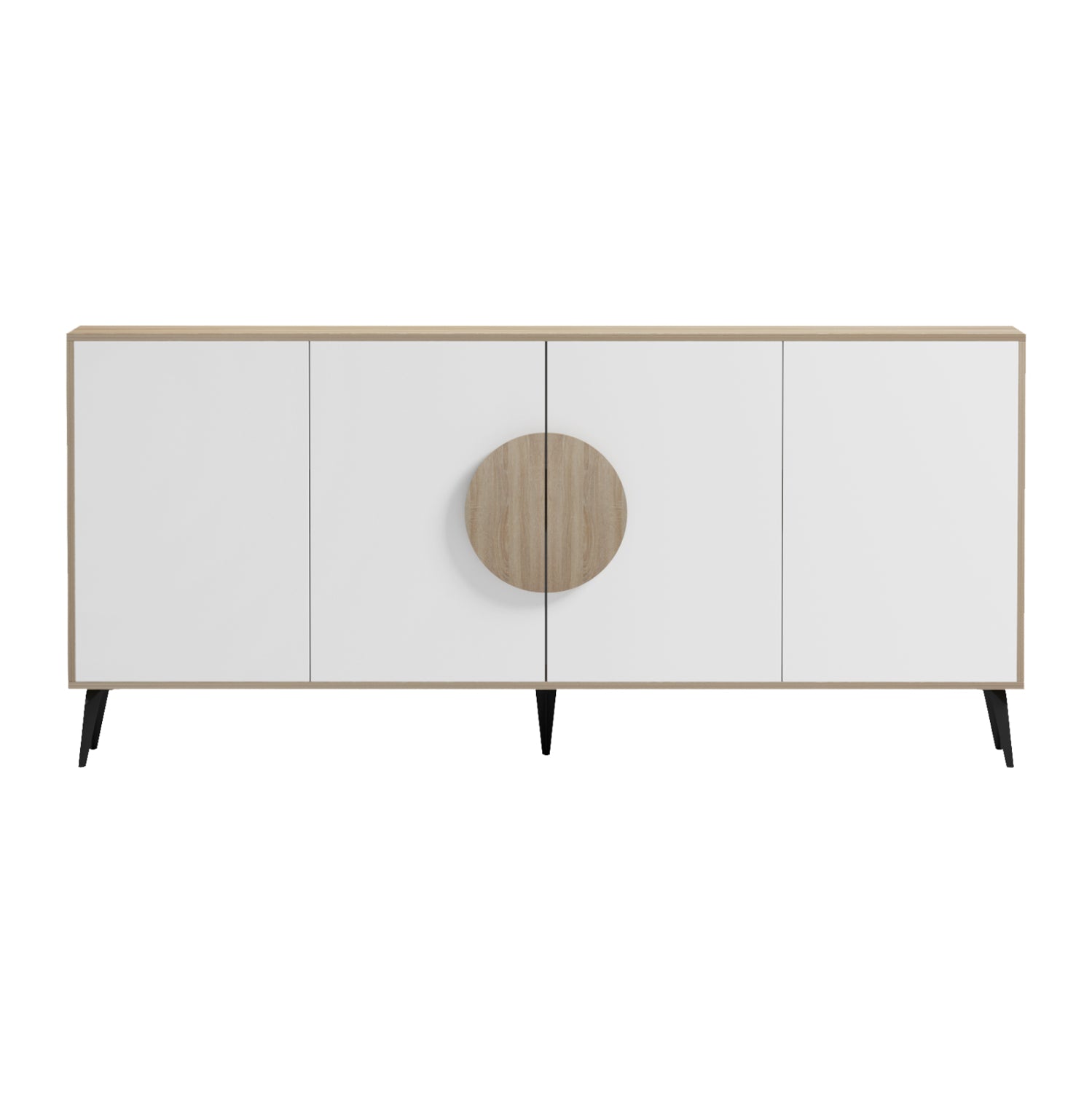 SIDEBOARD SAVORE HM18368.11 MELAMINE IN SONAMA/WHITE--BLACK METAL LEGS 180x35.5x82Hcm.